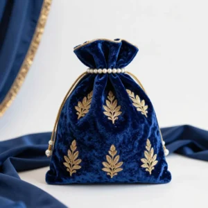 Embroidered Velvet Bride Potli Bag